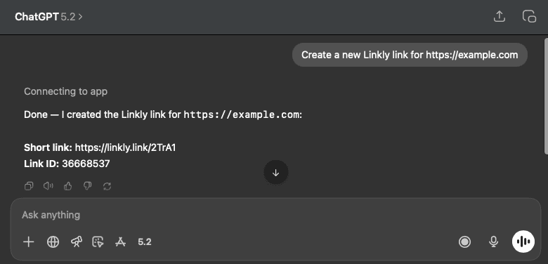 Shorten links using Chatgpt Desktop