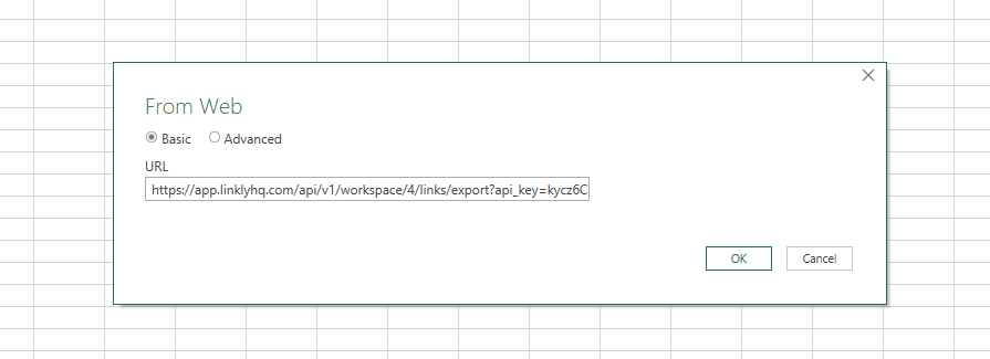 Enter copied link in URL field.