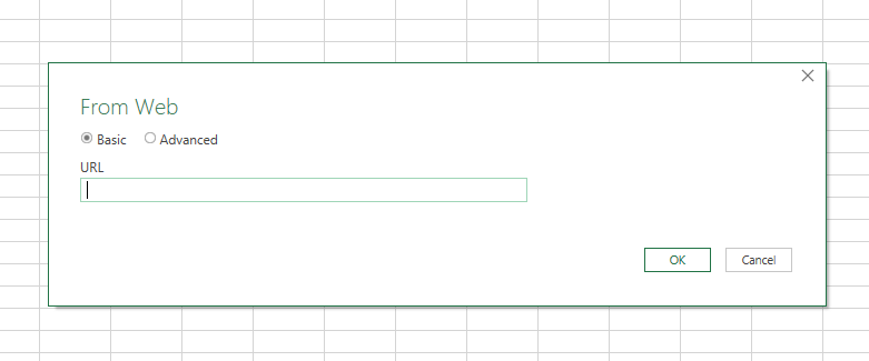 The data URL dialog will open.