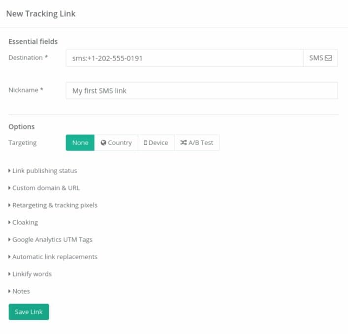 Linkly link management workspace with folders and tags