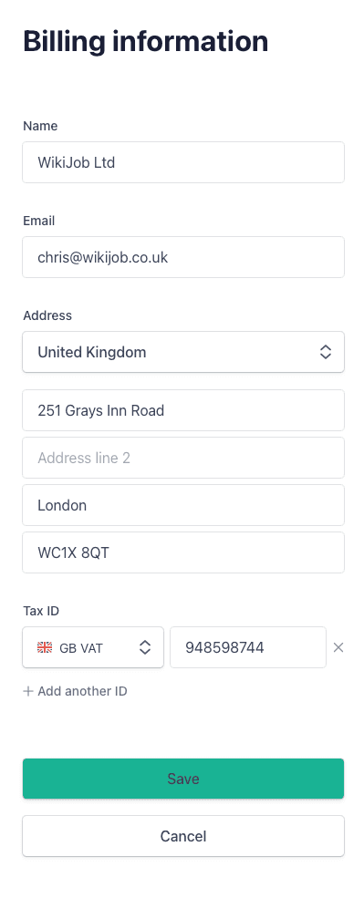 Assurez-vous que le nom de l'entreprise et le numéro de TVA sont présents