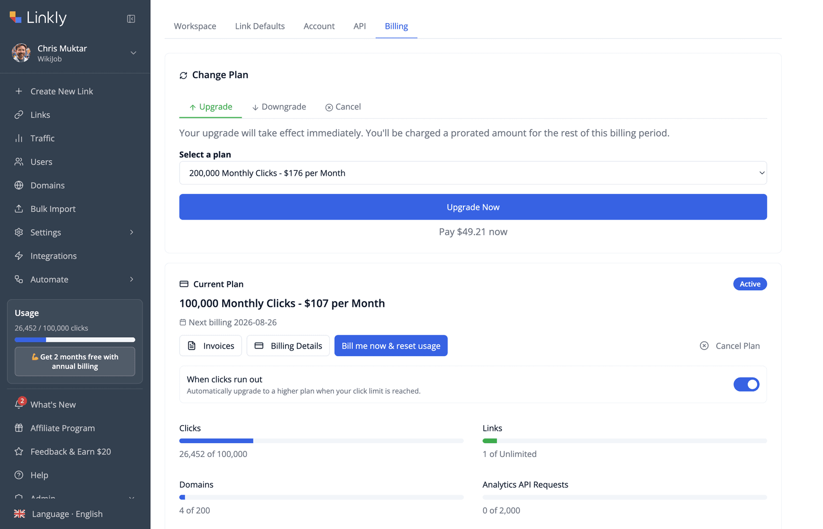 Нажмите **Billing Details**