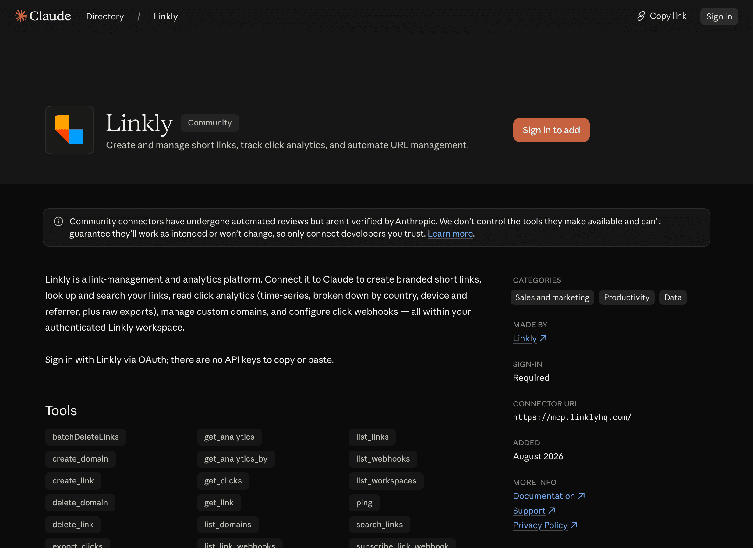 Linklyのディレクトリページを開く