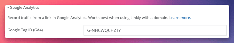 Paste your **Measurement ID** into the Google Tag ID (GA4) box.