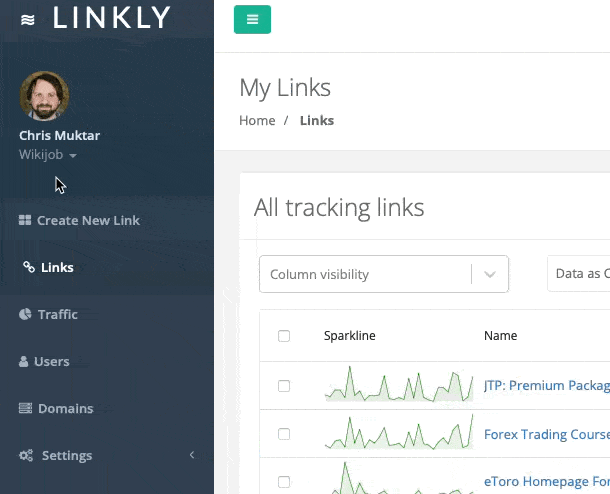Switching workspaces in Linkly
