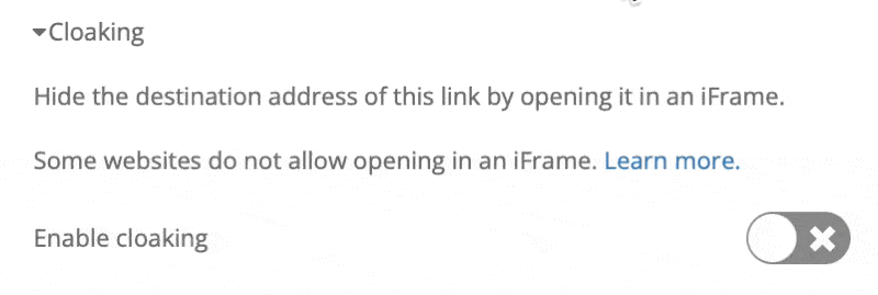 Flip the switch to enable cloaking.