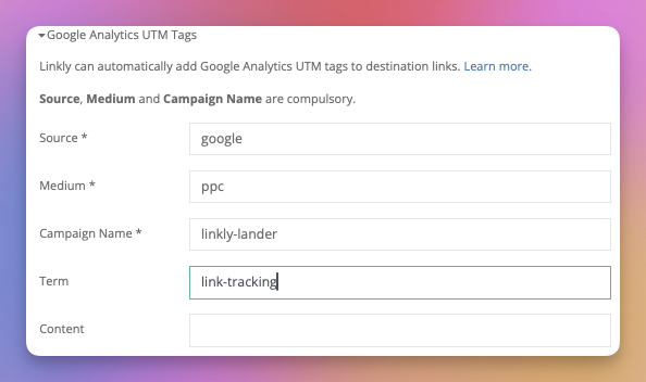 Google Analytics UTM Builder tool interface