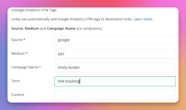 Google Analytics UTM Builder tool interface