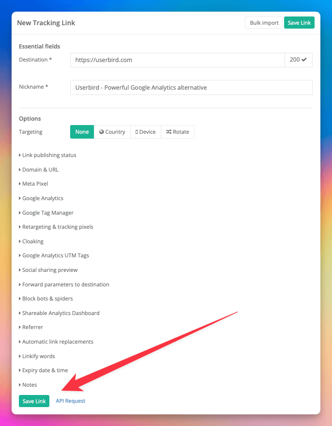 Click **Save Link**.