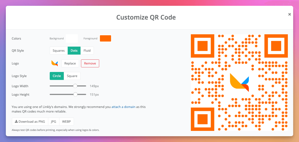 Add a logo to a QR Code with Linkly