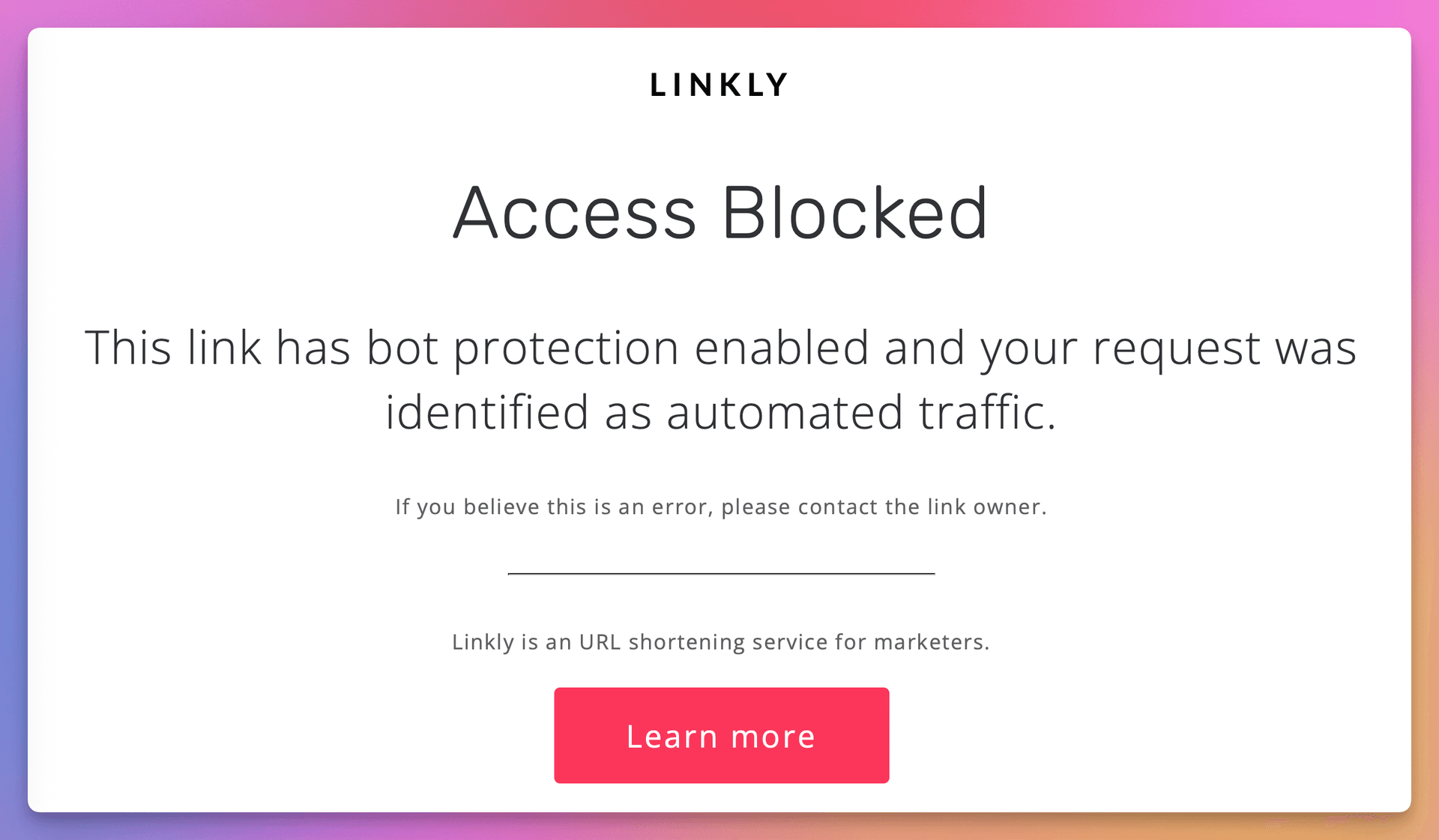Les bots bloqués verront une page **Accès bloqué**