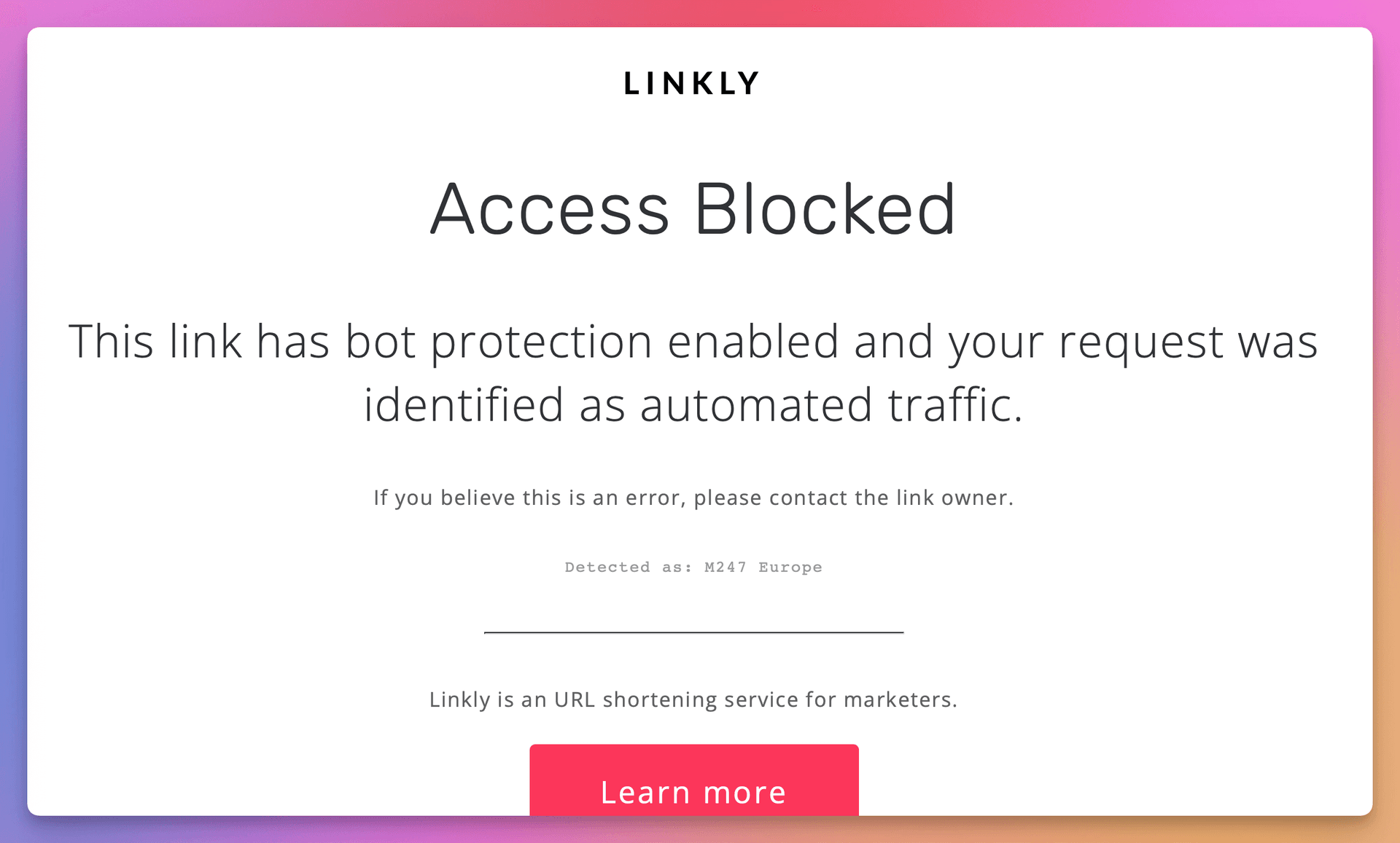 More informative bot blocking notices