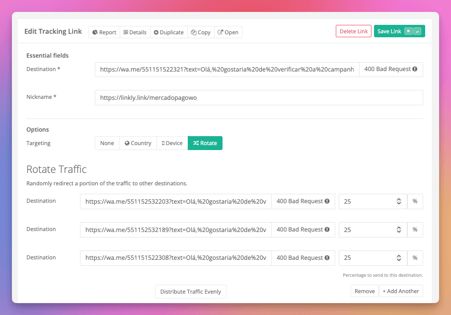 Adicione seus links adicionais de grupos do WhatsApp.
