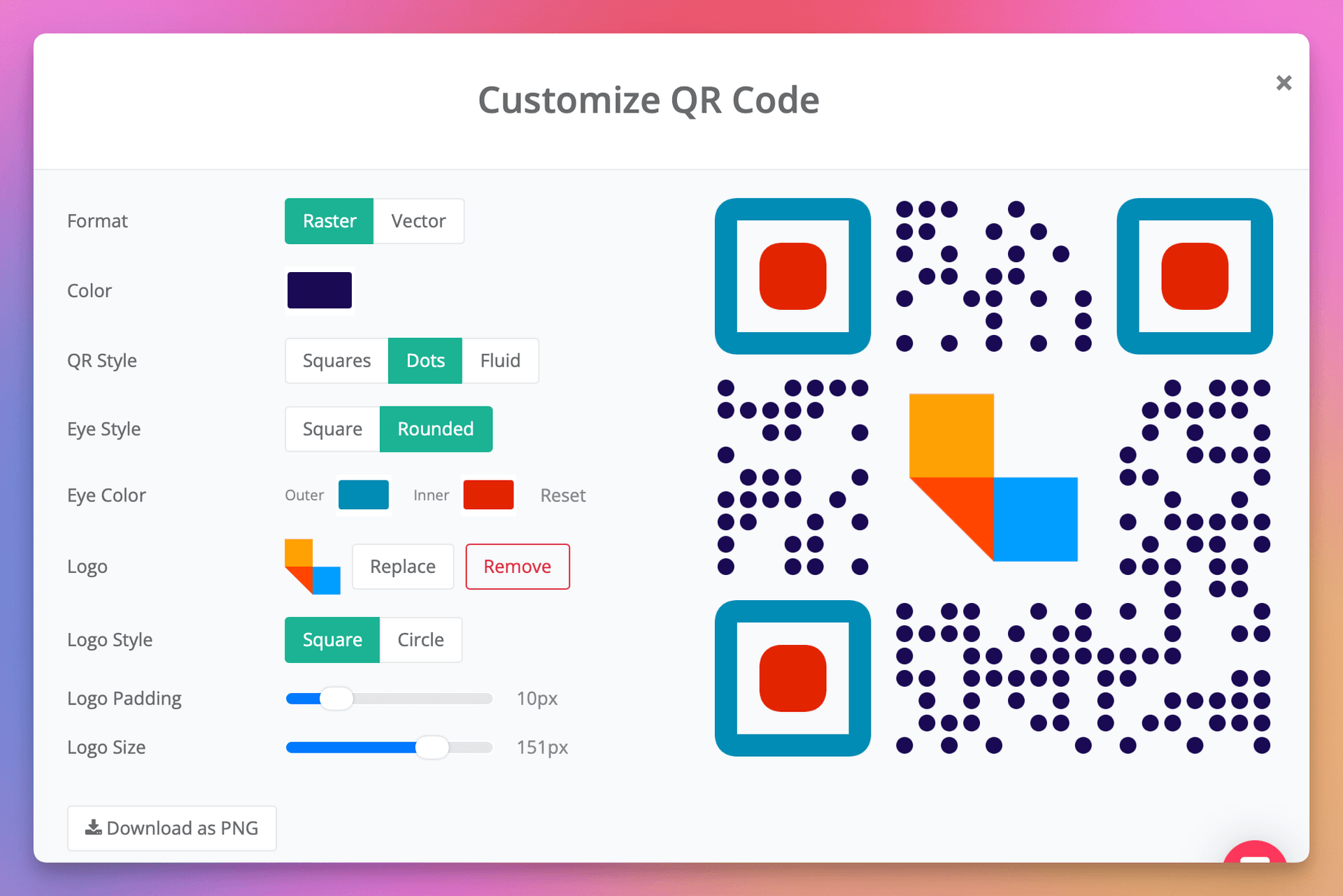 Improved Logo Support, Eye Colors & Styles in QR Code Editor