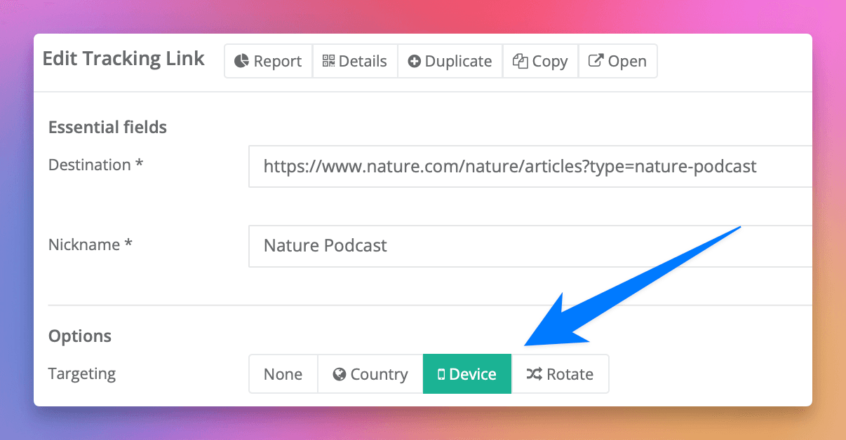 **타겟팅**에서 **기기**를 클릭합니다.