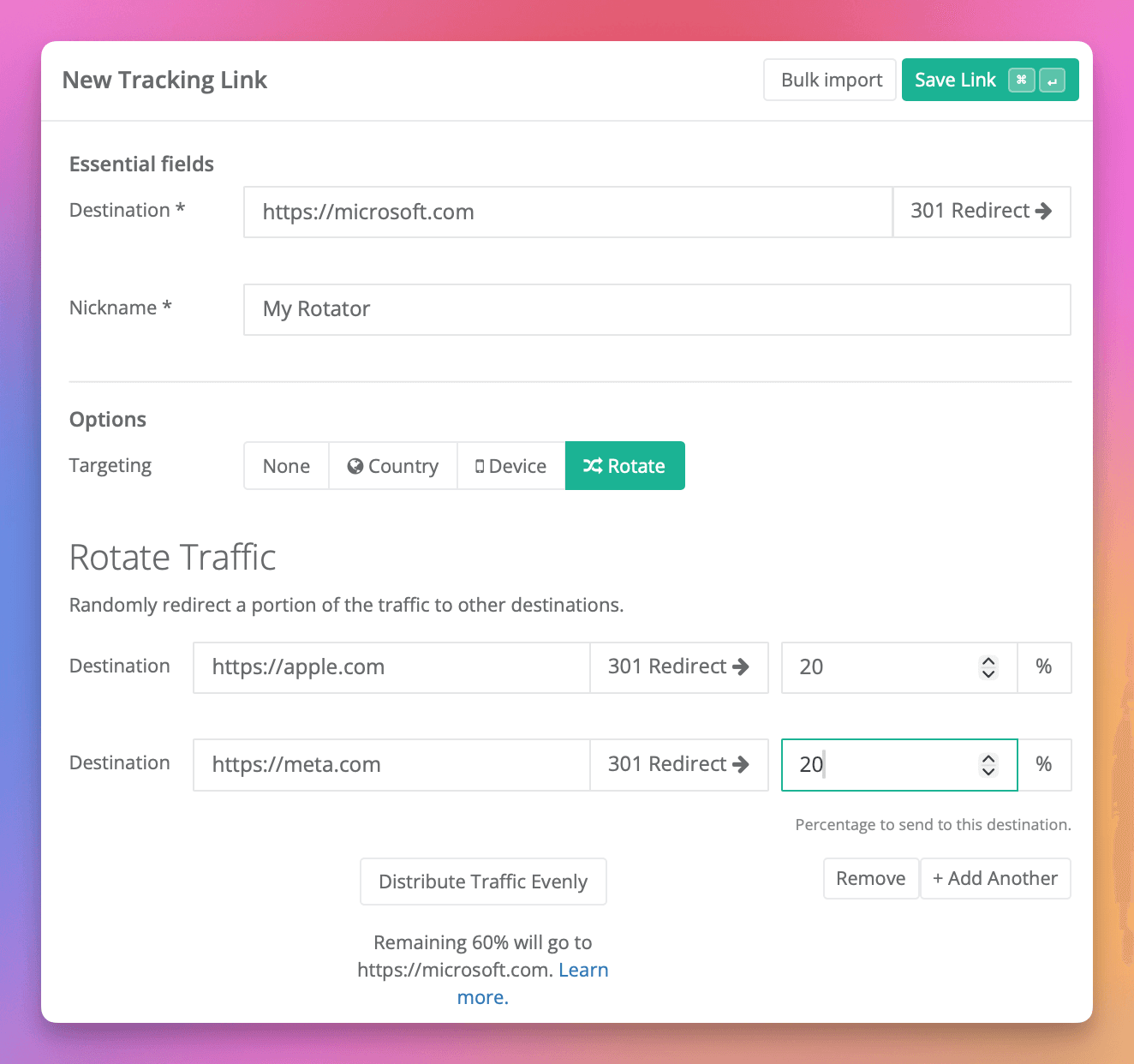 Geben Sie hier das zweite Ziel ein.