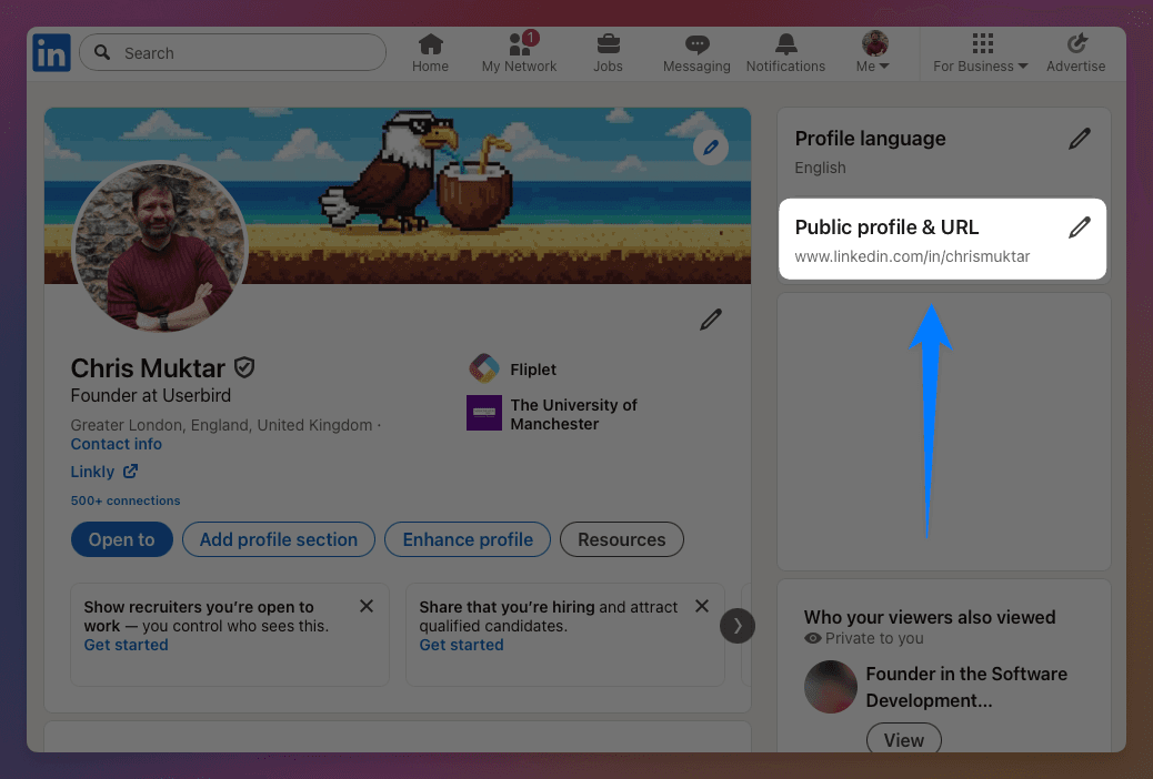 Bajo **Editar tu URL personalizada**, haz clic en el icono de lápiz
