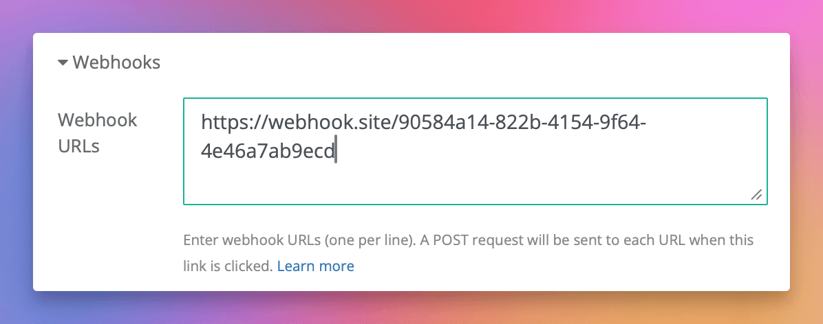 Entrez votre ou vos URL de webhook, une par ligne.