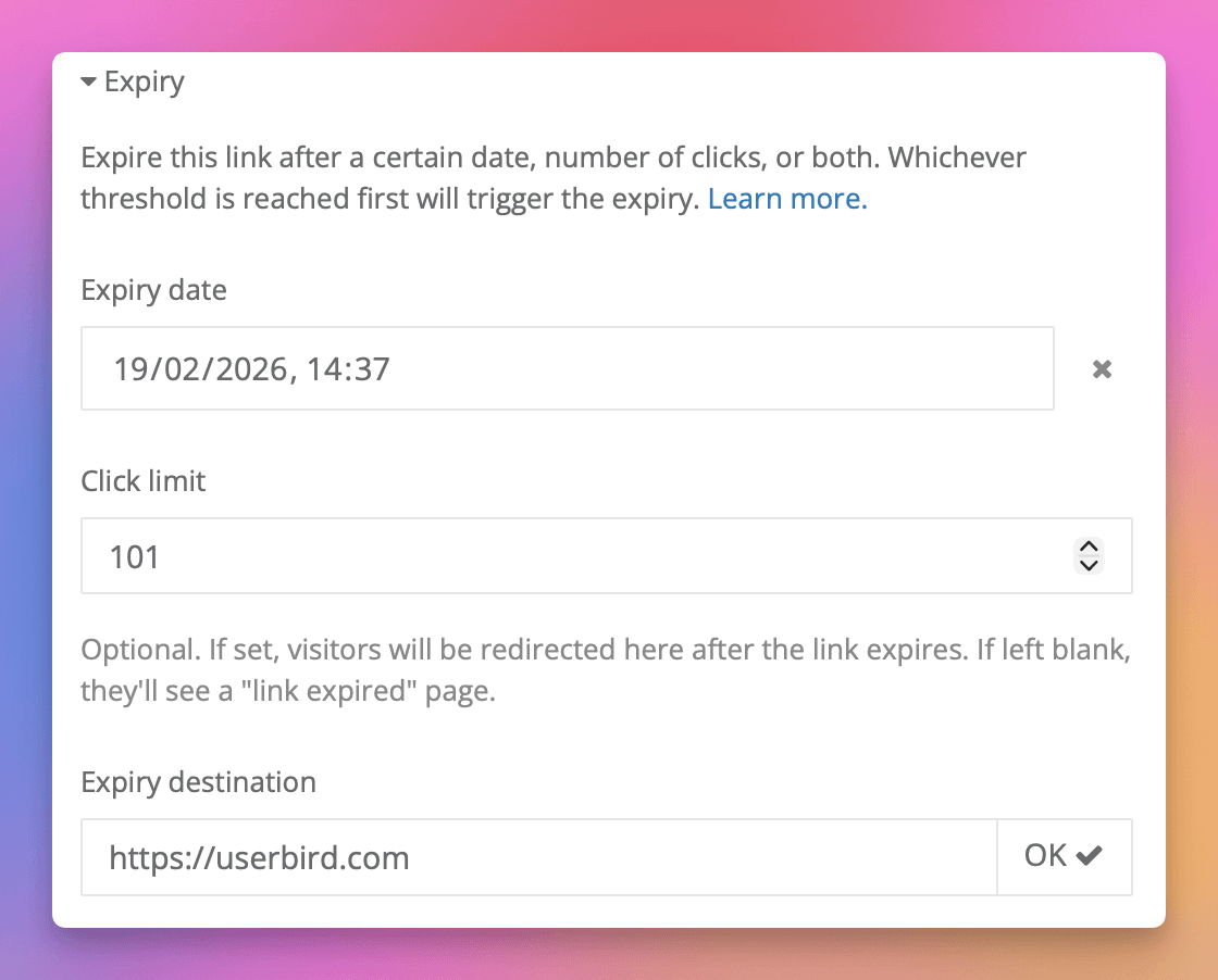 Click-Based Link Expiry