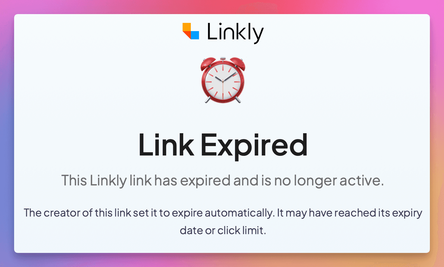 Optionally set an **expiry destination**.