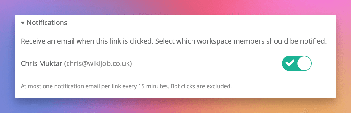 Attiva i membri del workspace che dovrebbero ricevere notifiche.