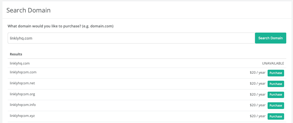 Suchen Sie nach der Domain, die Sie kaufen möchten