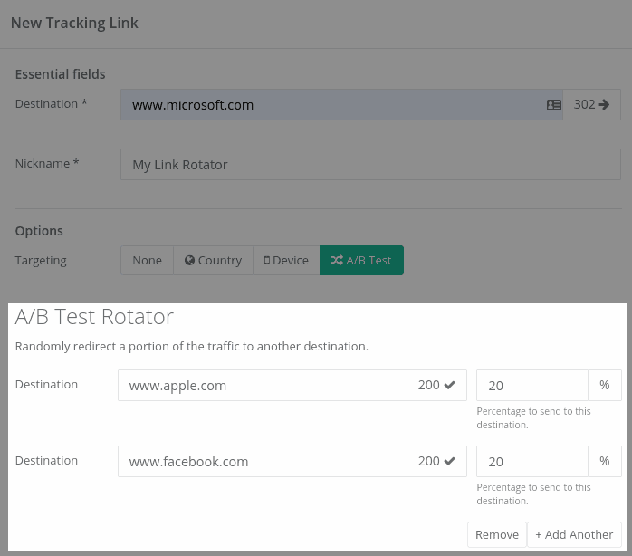 Con un link rotator, puoi specificare destinazioni multiple per un singolo link, e i visitatori saranno reindirizzati in modo casuale.