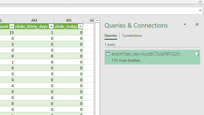 Open the **Queries & Connections** pane.
