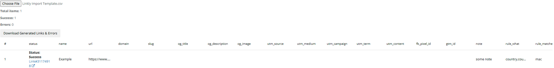 Überprüfen Sie Ihre importierten Links.