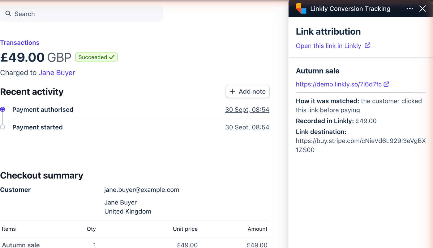 Stripe-app: zie welke links verkopen genereren