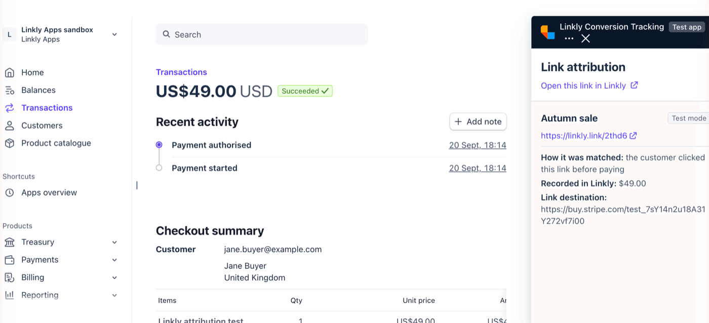 Aplikasi Stripe: lihat link mana yang menghasilkan penjualan