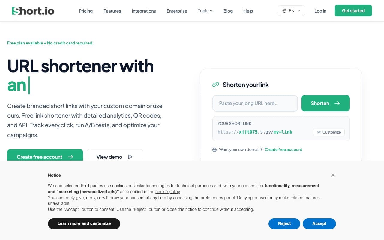 Screenshot of 5. Short.io