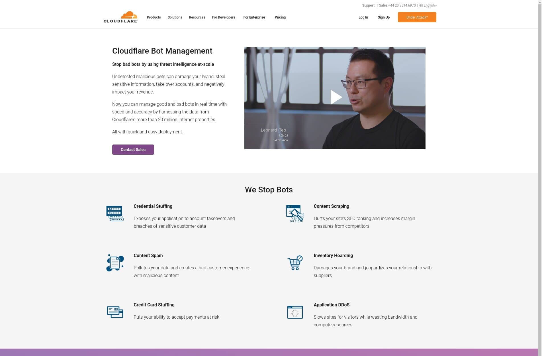 La protección contra bots de nivel empresarial de Cloudflare es ideal para grandes presupuestos con recursos de TI disponibles para integrar.