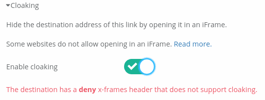 并非所有目标都允许隐藏。那些将x-frames头设置为deny或sameorigin的将不起作用。