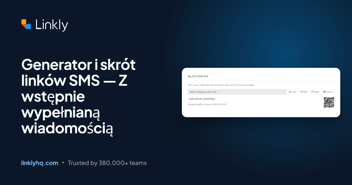 Generator i skrót linków SMS — Z wstępnie wypełnianą wiadomością — Linkly