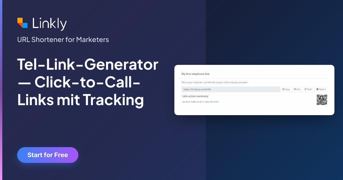 Tel-Link-Generator — Click-to-Call-Links mit Tracking — Linkly