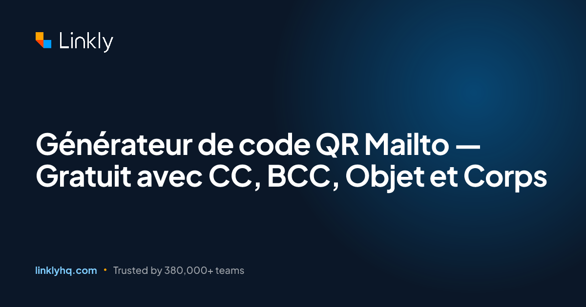 Générateur de code QR Mailto — Gratuit avec CC, BCC, Objet et Corps ...