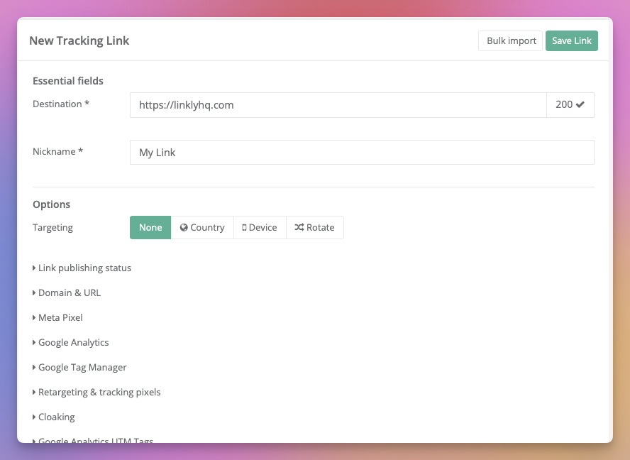 Create a New Link in Linkly
