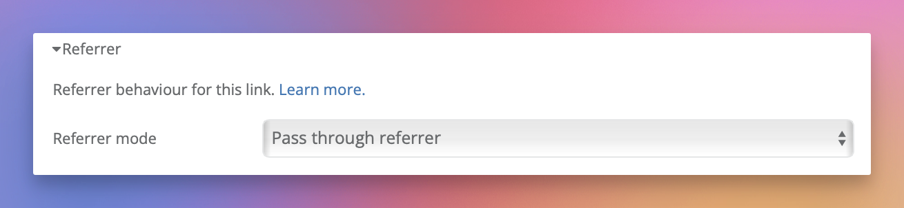 Link referrer settings