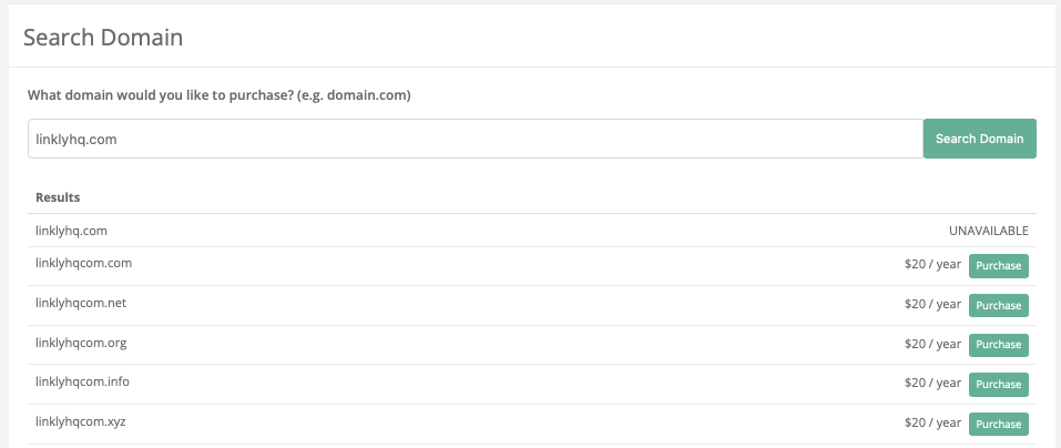 Search for the domain you would like to purchase