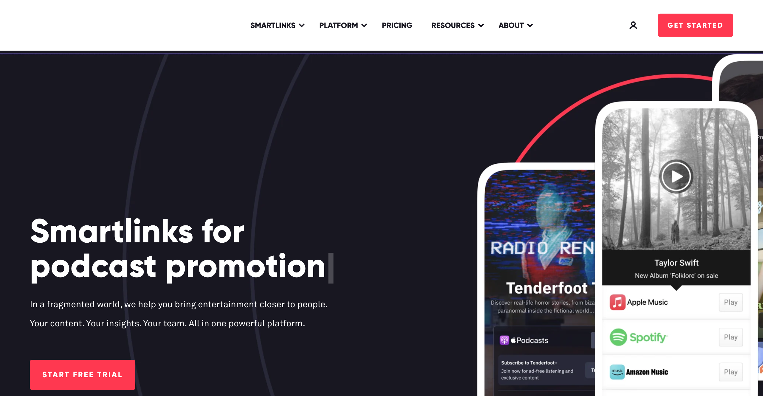 Linkfire homepage screenshot