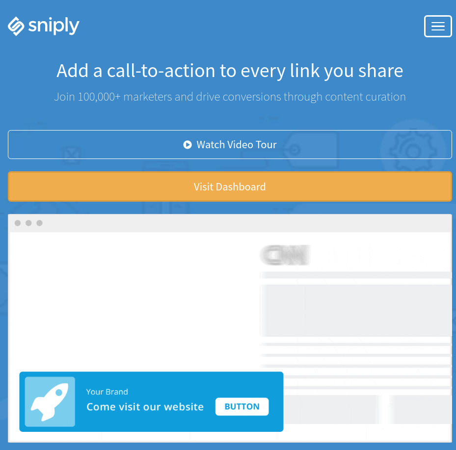 Snip.ly’s selling point is a popup that appears on your short links.