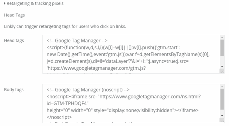 Follow the ad network’s instructions for inserting tracking code into links. You can also use Google Tag Manager to manage audience tags.