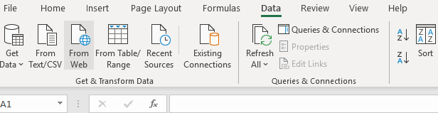 Go to the Data tab -> click From web.