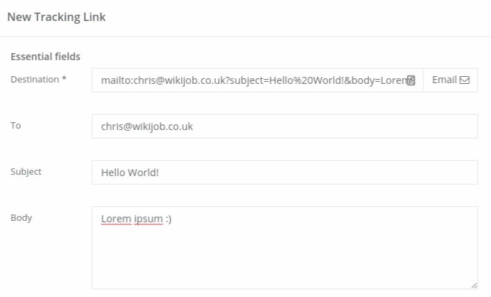 Shortening mailto: links - Linkly will pop open an email form when you type in mailto: