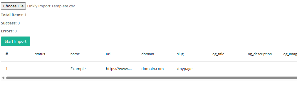 Once done, in Linkly, go to Integrations -> Bulk Import: