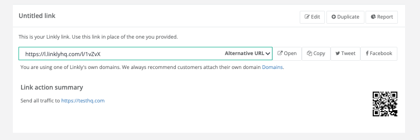 Image showing Linkly's new alternative domain feature