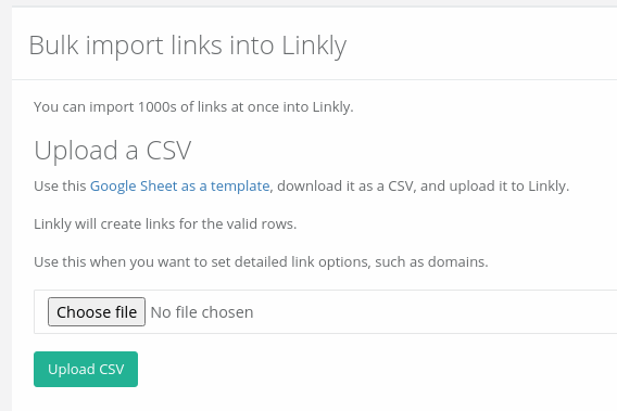 Bulk import links into Linkly